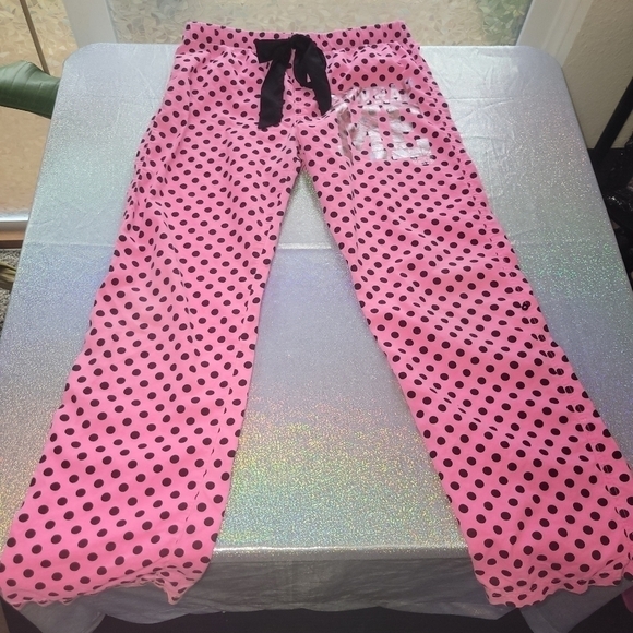 Vintage Y2K Unwrap Me Pajama Lounge  Pants Pink Polka Dot Sz: S Drawstri… - Picture 5 of 9